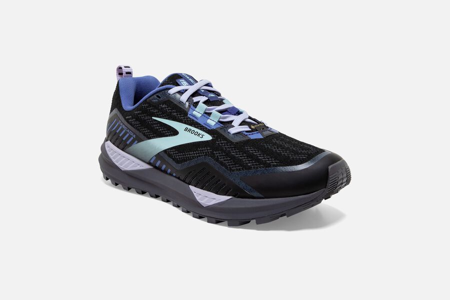 Brooks Running Shoes - Cascadia 15 GTX Trail Womens - Black/Blue - SEI-392056